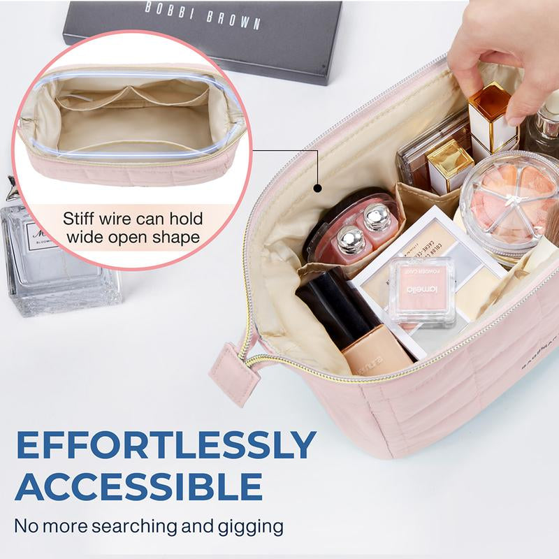 BAGSMART Makeup Bag, Puffy Padded Travel Cosmetic Organizer for Women, Wide-Open Makeup Case for Toiletries, Accessories, and Brushes Tiktokshopholidayhaul