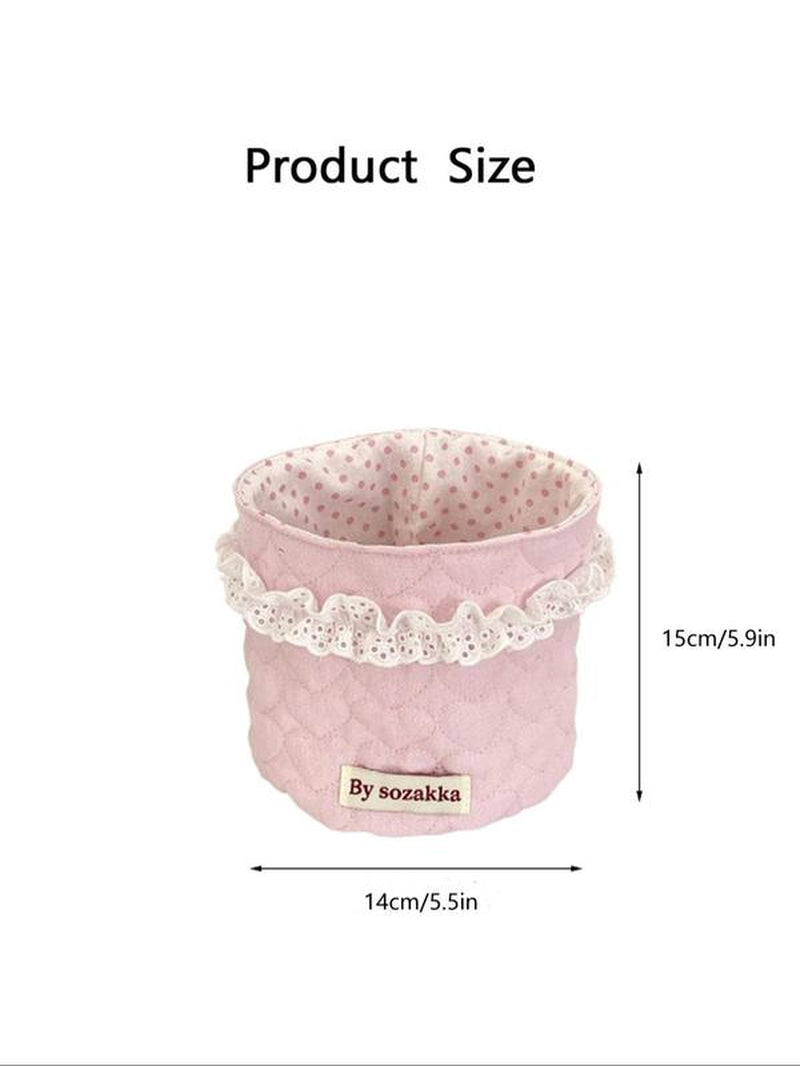 Cute Quilted Makeup Storage Basket, Multifunctional Large Capacity Storage Basket, Desktop Storage Organizer for Home Office, Toiletries Basket