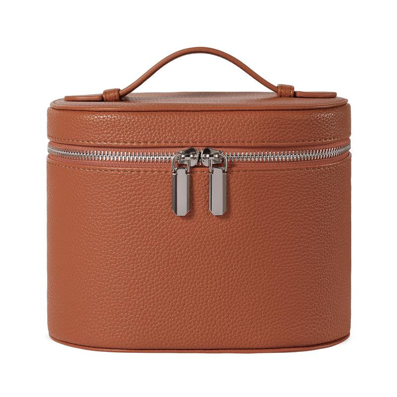 Honitty Makeup Organizer Bag with Removable Divider Travel Toiletry Cosmetic Case for Women Girls Portable Vanity Storage Box in PU Material