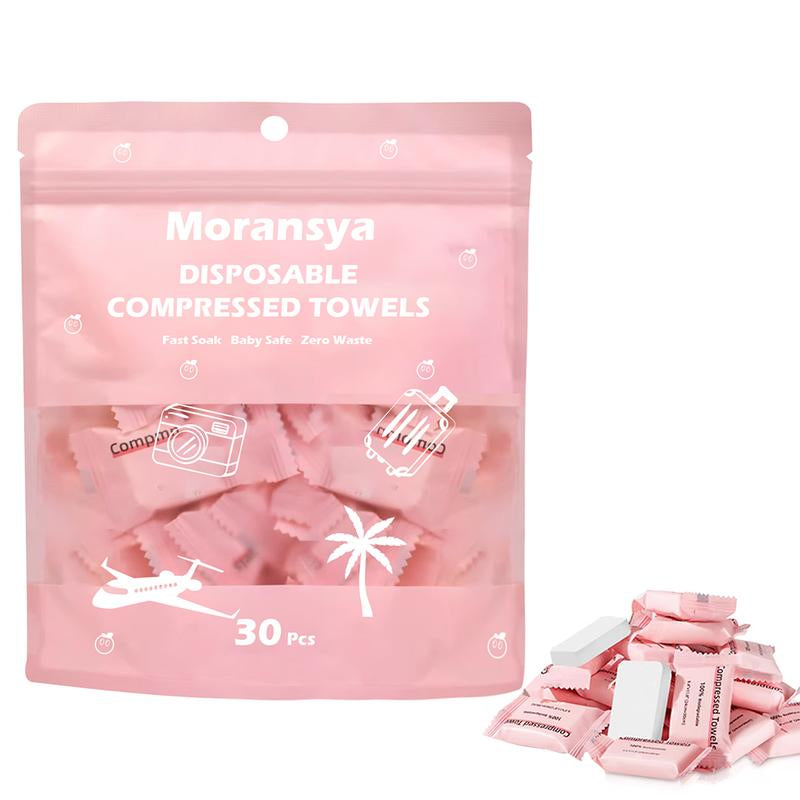 Disposable Compressed Towel Tablets 30Pcs Portable Compact Face Towels Suitable for Home Use Camping Hiking Travel Picnics and Gym Workouts Ideal for On-The-Go Hand Cleansing Facial Cleansing and Makeup Removal