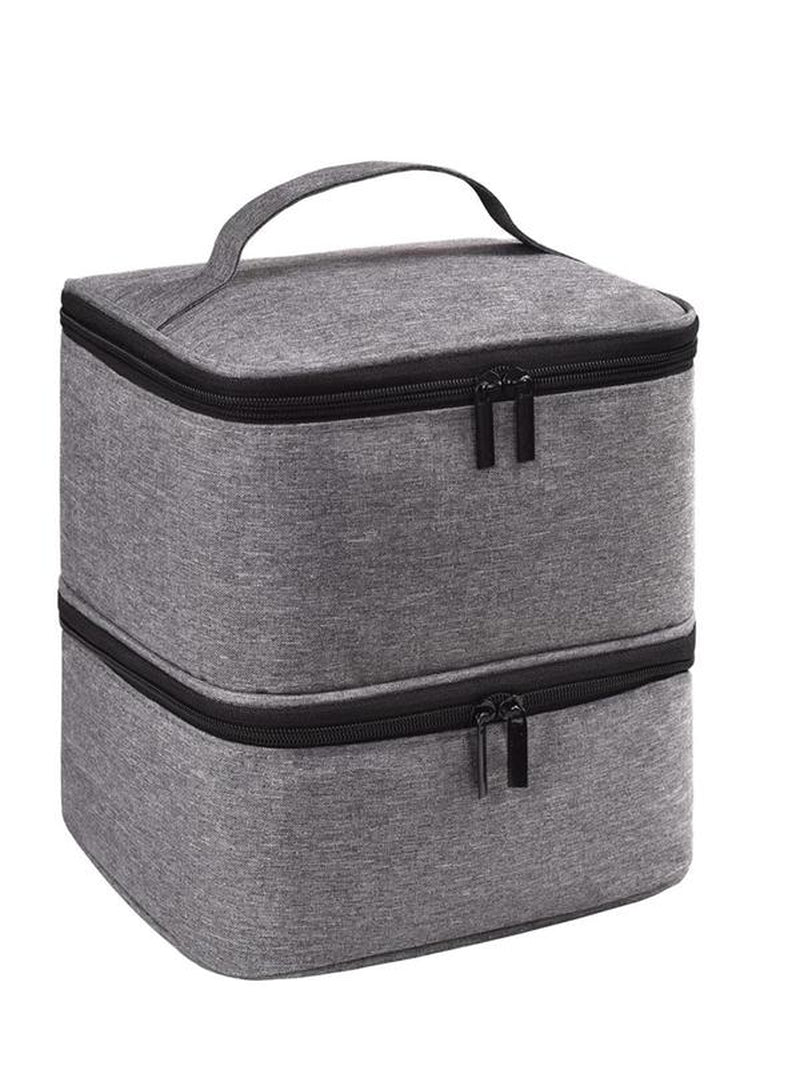 Double Layer Quilted Nail Polish Storage Bag, Portable Nail Art Organizer, Cosmetic Storage Zipper Makeup Organizer Pouch Multifunctional Bag for Women & Girls (Bag Only)