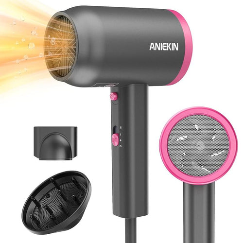 ANIEKIN Hair Dryer, 1875 Watts Fast Drying Blow Dryer with Diffuser and Concentrator, Compact Lightweight Hair Dryer for Women and Men